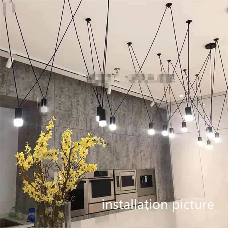 GreeLustr Industrieller G9 Draht-Kronleuchter in Schwarz mit geometrischem Design als kreative Pendelleuchte - Bild 3