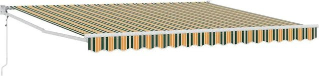vidaXL Einziehbare Markise Grün-Weiß aus Stoff und Stahl B: 400 cm, T: 300 cm, H: 165 cm - Bild 1