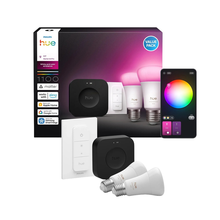Philips Hue LED Leuchtmittel E27 2er Set Multicolor Weiß mit Bluetooth, WLAN und ZigBee, 2200 Lumen, 8,1 W - Bild 2