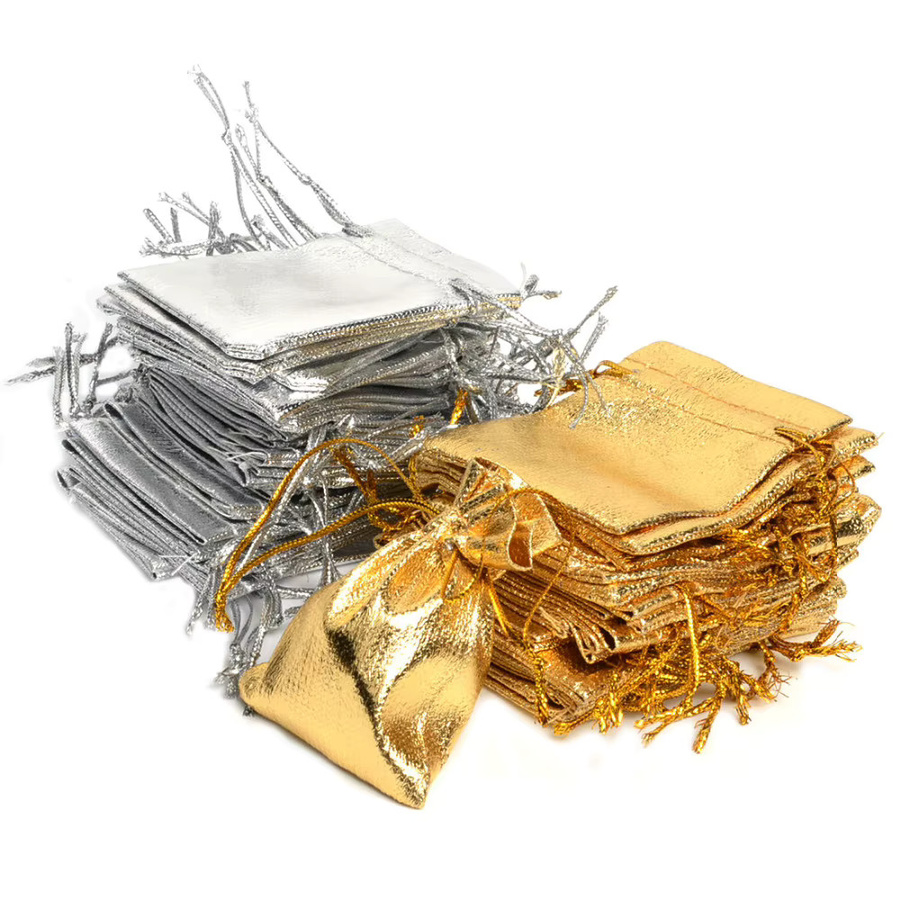 50 Stück Organza Kordelzug Beutel in Gold und Silber für Geschenke, Schmuck und Süßigkeiten - Bild 3