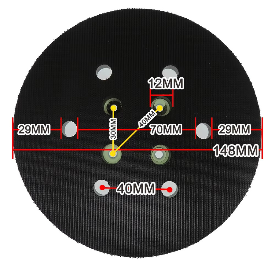 VIBRATITE 6 Zoll 6-Loch-Schleifpad mit Klettverschluss als staubfreier Ersatz-Trägerplatte für Exzenterschleifmaschinen, Durchmesser: 150 mm - Bild 5
