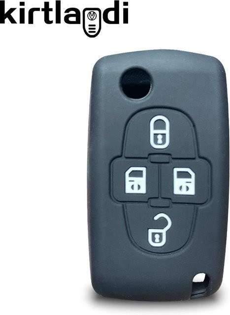 Silikon Klappschlüsselhülle als Schutzabdeckung für Peugeot 1007, 807 und Citroen C8 in Schwarz - Bild 1