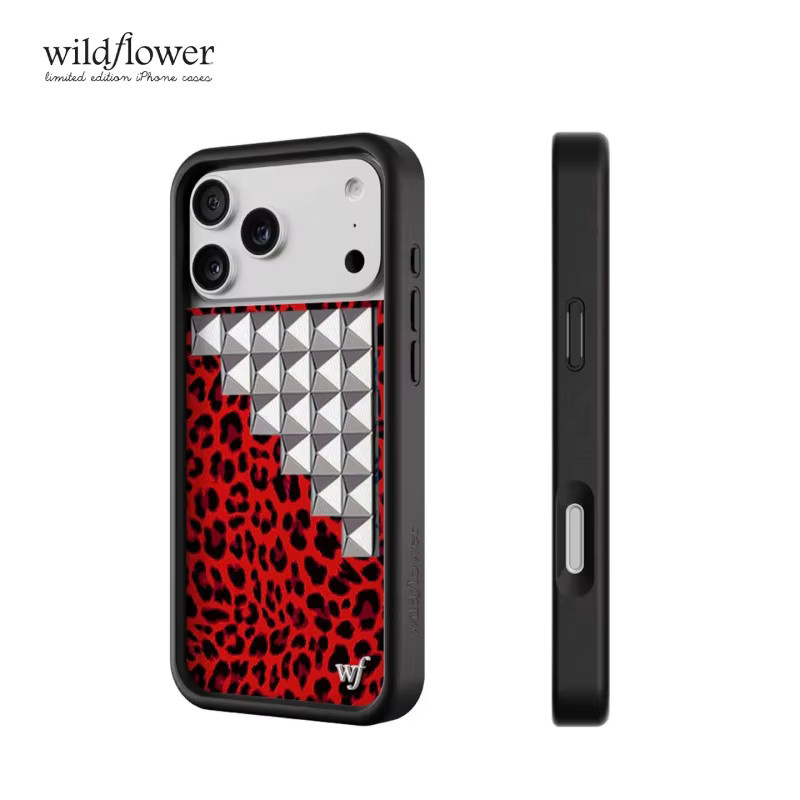 Potdemiel Wildflower 3D Handyhülle mit Silber-Vollniet und Leopard-Design für iPhone 12 bis iPhone 17 Pro Max Plus in Silber und Multicolour - Bild 3