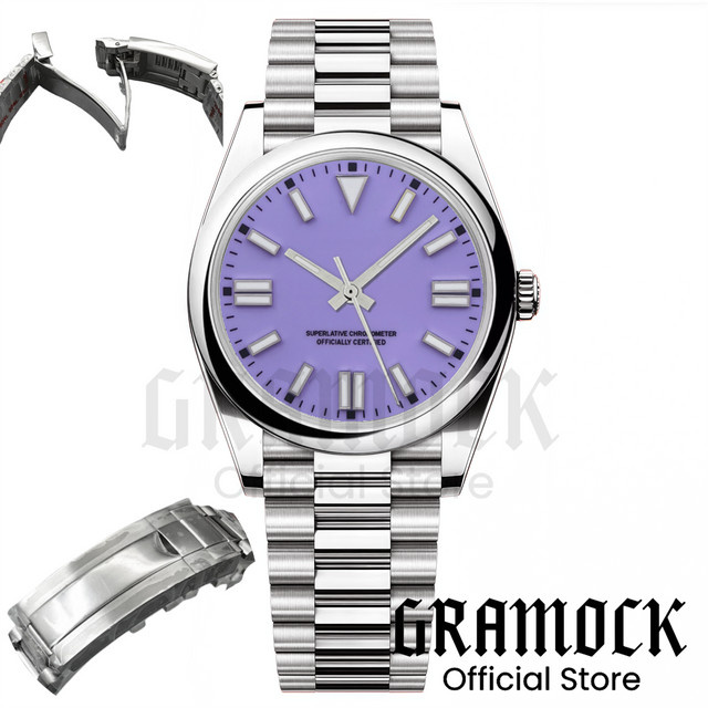 GRAMOCK Armbanduhr Automatik, Edelstahl, 39 mm, Herren, Lila Zifferblatt - Bild 1