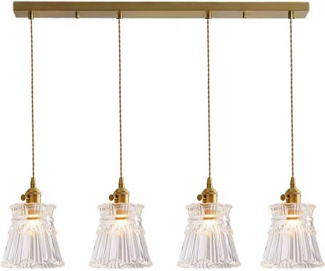 Ramalho Pendelleuchte aus Glas in Transparent mit Gold/Messing für Esszimmer, Küche und Schlafzimmer - Bild 1