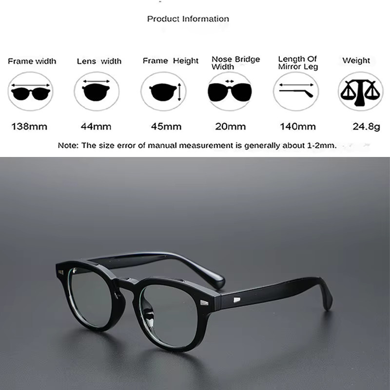 cs cojos Korrektionsbrille, Acetat, Vollrand, Rund, Schwarz, Unisex - Bild 2