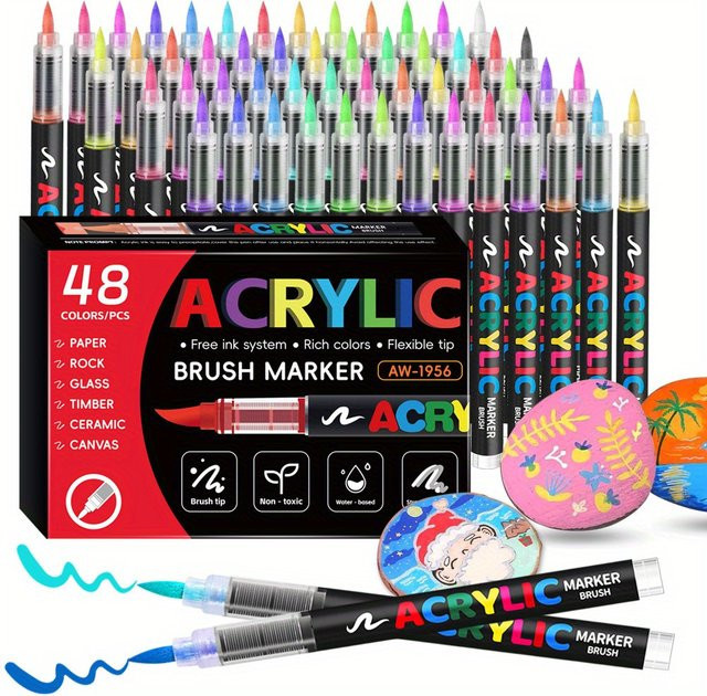ART WALKER Acrylmarker Set mit Pinselspitze für Rock Malerei, Holz und Leinwand, Mehrfarbig - Bild 1