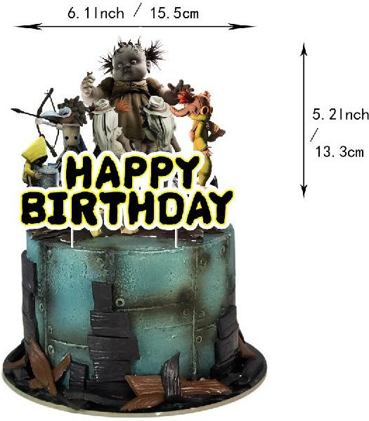 Little Nightmares Party Dekoration Set mit Tortenaufsatz, Ballons, Banner und Hintergrund in Multicolor für Kindergeburtstage oder Halloween - Bild 1