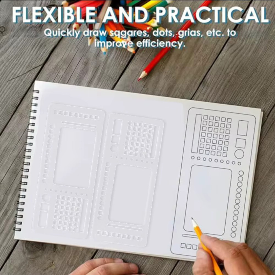 9-teiliges flexibles Planer-Schablonen-Set aus transparentem Acryl für Kalender und Tagebücher - Bild 2