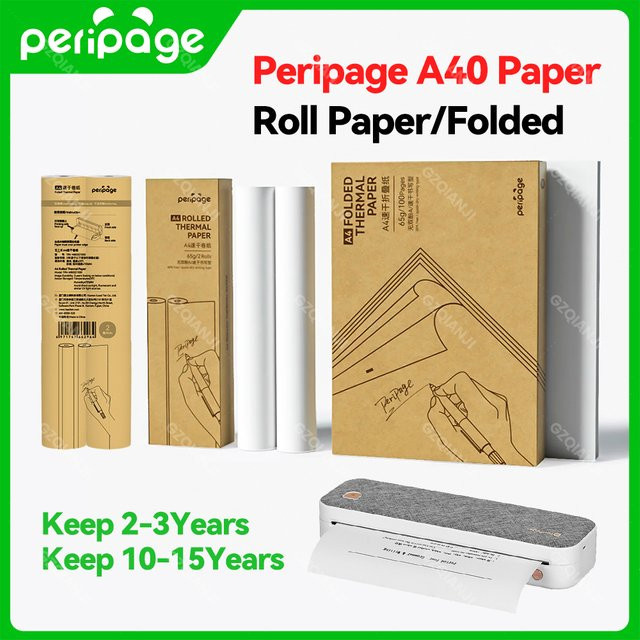 PeriPage Thermopapier A4 für PeriPage A40, Weiß, B: 210 mm, H: 297 mm und B: 210 mm, H: 30 mm - Bild 1
