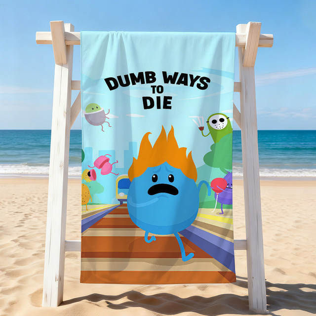 Hasbro Game D-Dumb W-Ways to Die Handtuch, schnelltrocknendes Grafik-Badetuch, Multicolour - Bild 1