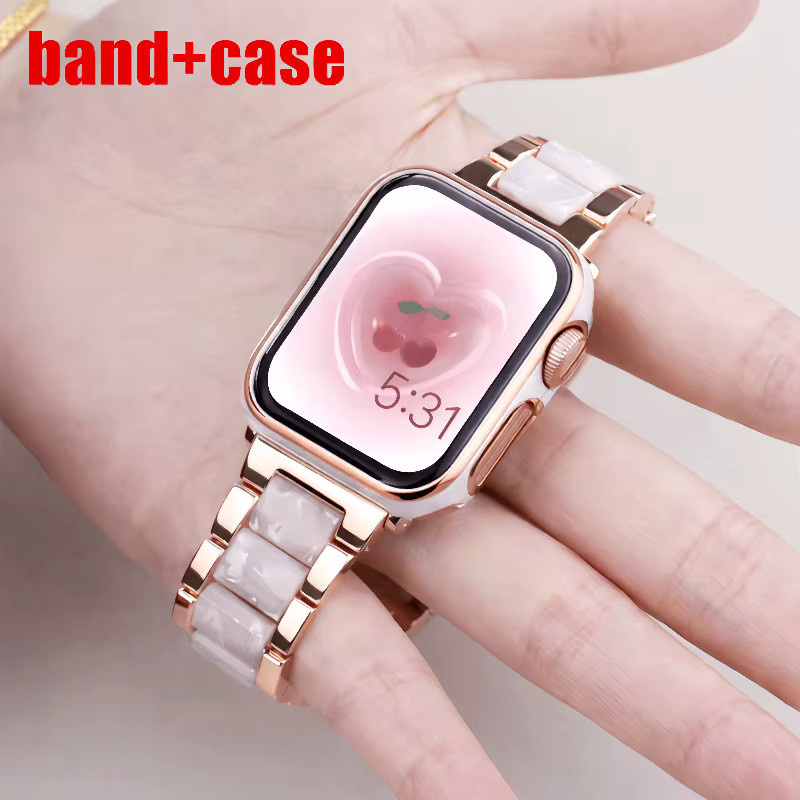 JBAILI Uhrenarmband Edelstahl, Harz, Roségold - Bild 2