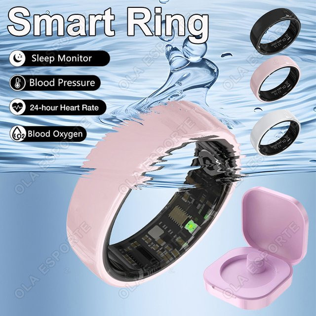 Ola Esporte Smart Ring für Damen und Herren in Pink mit Gesundheits- und Schlafüberwachung, Multi-Sport-Modus, Gestensteuerung und 5ATM Wasserdichtigkeit inklusive Ladeetui - Bild 1