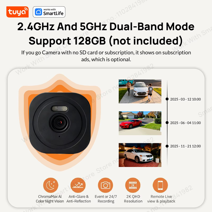 Tuya Smart Fensterkamera mit 3MP HD und farbiger Nachtsicht, 2,4/5 GHz WLAN für deine Haussicherheit - Bild 5