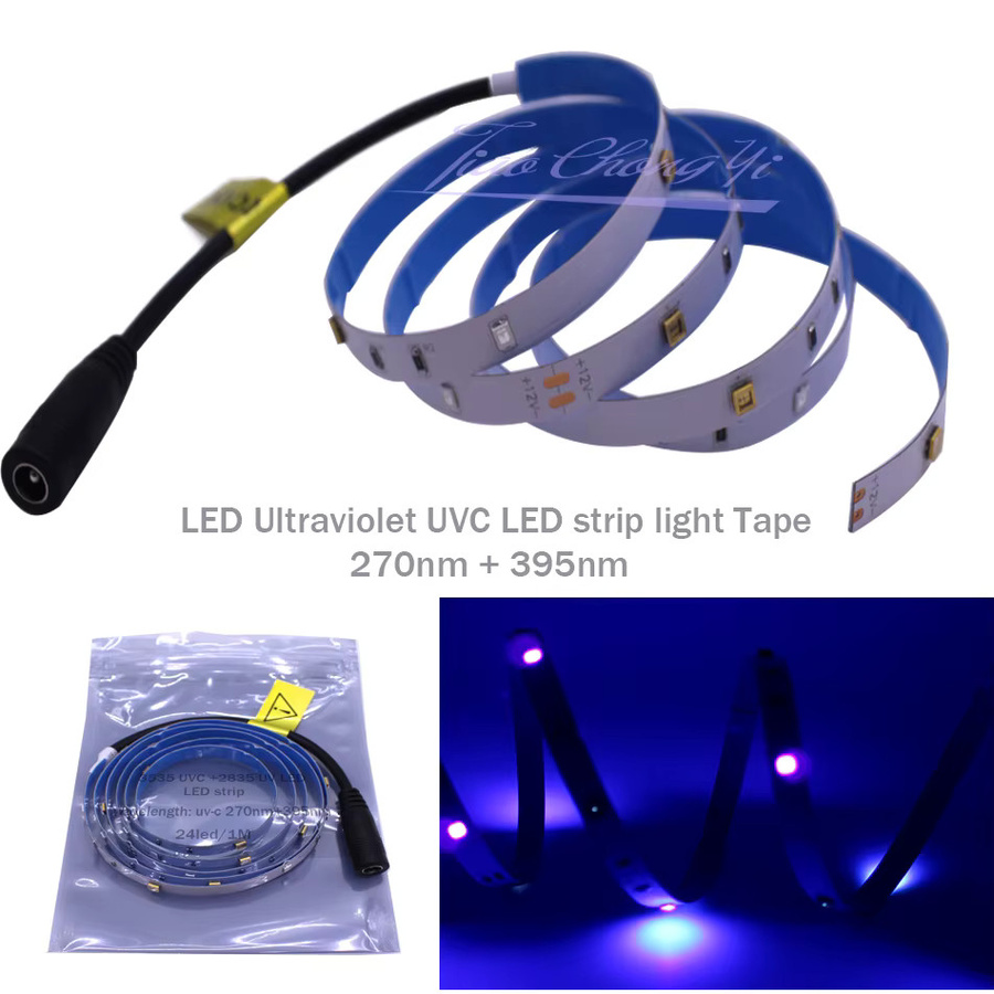 TiaoChongYi DC12V LED Ultraviolett-Keimtötungslampenstreifen mit UVC 270nm und UV 395nm Lichtband in Weiß - Bild 2