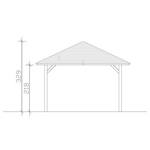 Skan Holz Pavillon Cannes 2 aus Fichte mit Zeltdach in Nussbaum braun, B/T/H: 439 x 439 x 329 cm - Bild 4