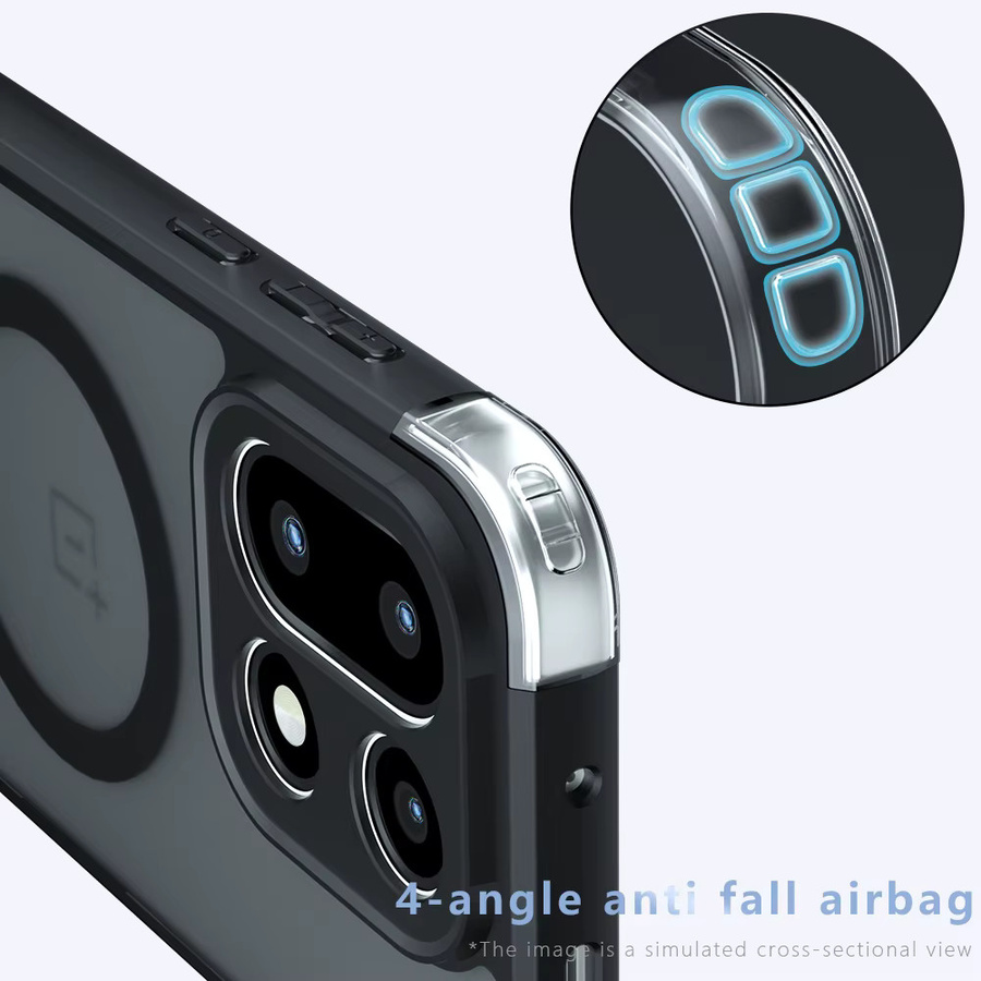 MagSafe Schutzhülle für OnePlus 15R 13 12R Nord 5 4 Ace 6 5 in Schwarz mit TPU und PC Airbag sowie Frosted Shockproof Rückseite - Bild 2