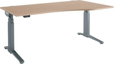 Schäfer Shop Genius Schreibtisch ERGOSTYLE S, elektrisch höhenverstellbar, C-Fuß, Eiche/Anthrazit, B: 180 cm, T: 80-100 cm, H: 64,5-130,5 cm - Bild 1