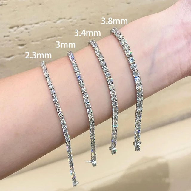 Rethyertp jewelry Tennis-Armband, 925 Silber, Diamant, Weiß, 18cm - Bild 1