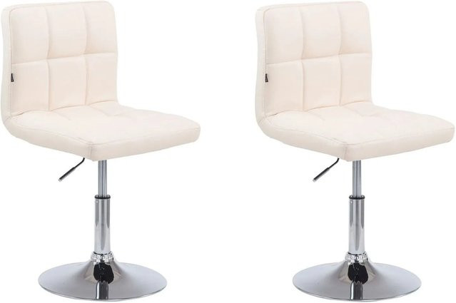 DELUKE 2er Set Barhocker BANGKO in Creme, höhenverstellbare Barstühle aus Kunstleder mit Lehne und 360 Grad Drehsitz, B/T/H: 44 x 49 x 74 cm - Bild 1