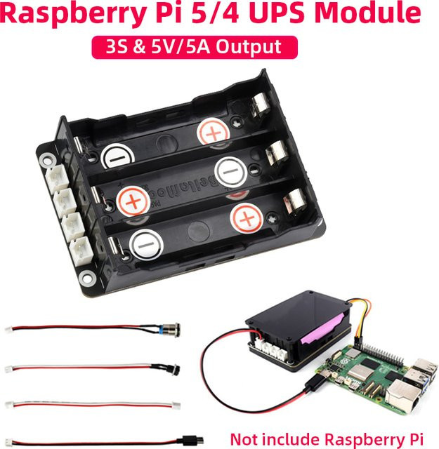 Caturda Stromversorgungsmodul für Raspberry Pi 5 und 4B, 5V 5A, unterstützt 3S und gleichzeitiges Laden, Schwarz - Bild 1