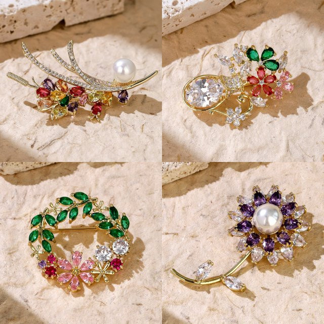Brosche Schmetterling, Zirkonia, Gold, Damen - Bild 1