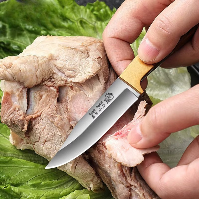 PTIEB Mehrzweck-Taschenmesser als Paring Knife in Rot und Braun mit Holzoptik für Outdoor, Camping und Grillen - Bild 3