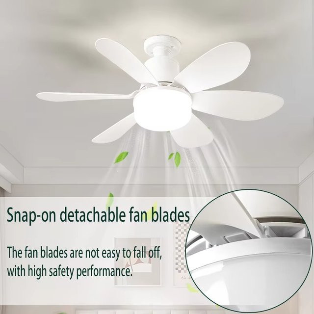 VENUSWING Deckenventilator mit LED-Licht und Fernbedienung, Weiß, E27-Fassung, dimmbar, Durchmesser: 52 cm - Bild 1