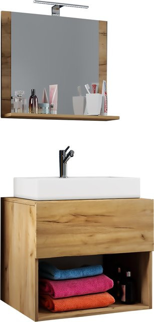 VCM Badmöbel Set Lendas II 3-teilig mit Unterschrank, Waschbecken und Spiegel, Breite: 80 cm - Bild 1