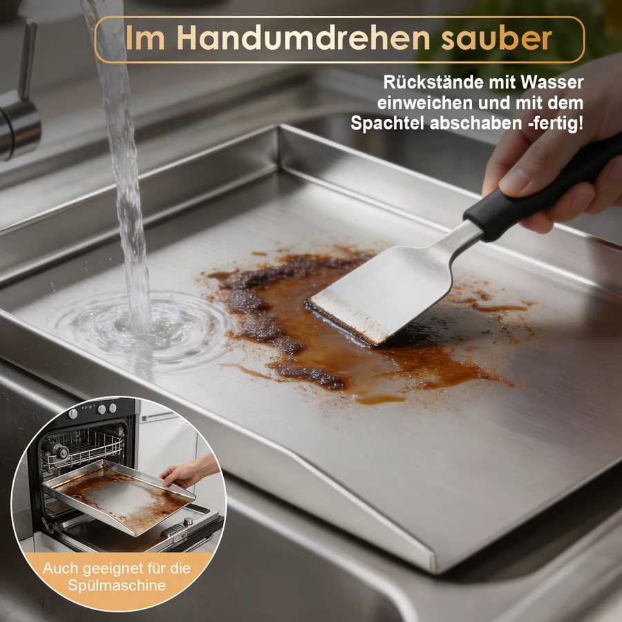 Antihaftbeschichtetes Backblech aus Edelstahl in Silber, B/T: 40,0 x 30,0 cm, ideal für Gas, Holzkohle und Elektrogrill - Bild 4
