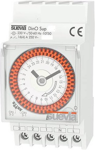 Suevia SU290132 Mechanische Zeitschaltuhr für Hutschiene DIN, Tagesprogramm, Weiß - Bild 1