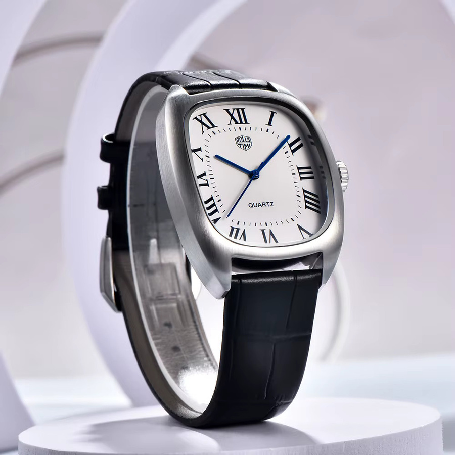 RollsTimi Herrenarmbanduhr, Quarz, Edelstahl, Schwarz, Tonneau - Bild 4