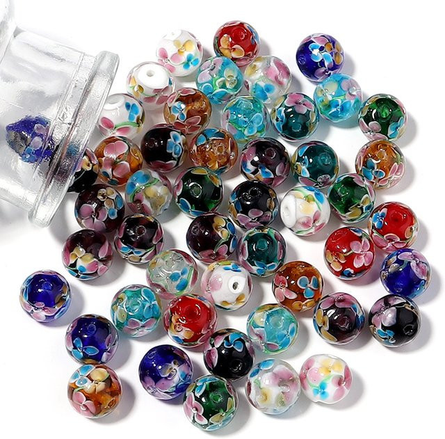 Linsoir Beads Perlen, Glas, Blumenmuster, Unisex - Bild 1