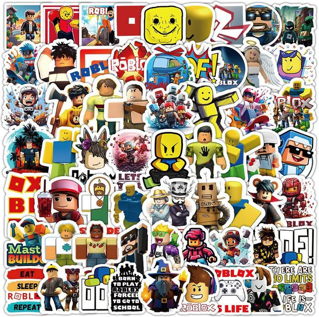 Roblox Aktivitätsaufkleber Set mit 103 Stück in Gelb und Multicolour, wasserfeste und wiederverwendbare Cartoon Aufkleber für Kinder zur Dekoration von Telefon oder Kühlschrank - Bild 1