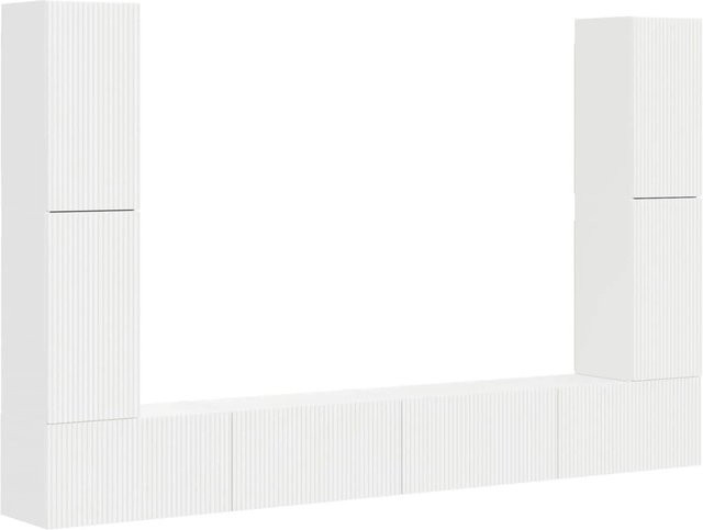 vidaXL TV-Schrankset 8-teilig in Weiß, modern und glänzend, Wandmontage aus Holzwerkstoff, 4 x Wandschrank B: 60 cm, T: 31 cm, H: 29,5 cm und 4 x Wandschrank B: 31 cm, T: 30 cm, H: 60 cm - Bild 1
