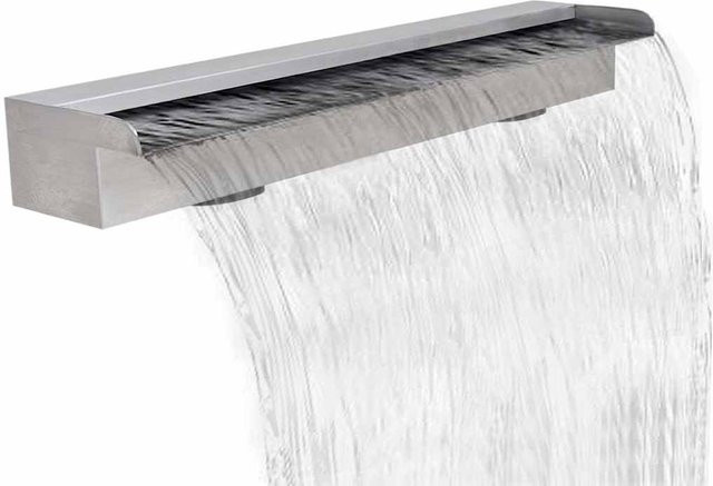 Yiwydaa Pool-Wasserfall-Brunnen aus Edelstahl in Silber, rechteckig, Breite: 90 cm - Bild 1