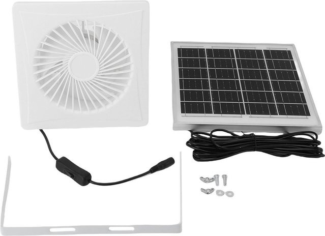 Aimo Solar Abluftventilator Weiß, 6 Zoll Rund, 8W mit Solarmodul zur Belüftung und Kühlung für Badezimmer und Küche - Bild 1