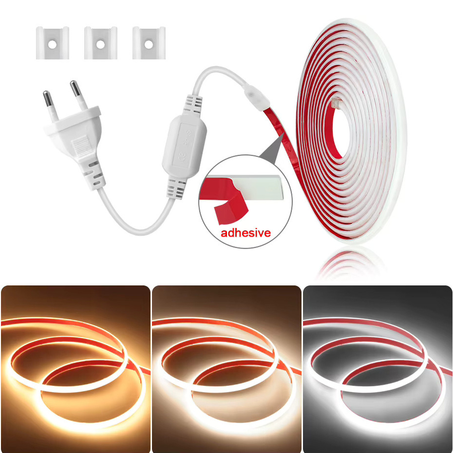 FastDeng COB-LED-Streifen IP65 wasserdicht, weiß, 220 V mit Netzteil und Schalter für den Garten - Bild 7