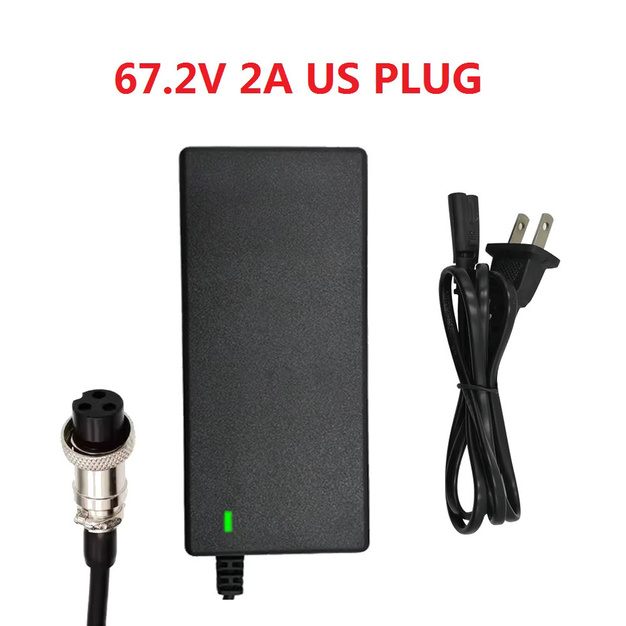 GX16 3-Pin Li-Ionen-Akkuladegerät 54,6V 67,2V 2A AC-Netzteil für ZERO 10X VSETT 10+ Kaabo Scooter in Schwarz - Bild 6