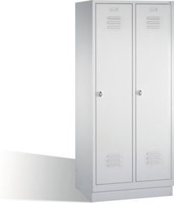 C+P Umkleidespind Classic auf Sockel mit 2 Abteilen, Farbe Lichtgrau, H: 180 cm, B: 81 cm, T: 50 cm - Bild 1