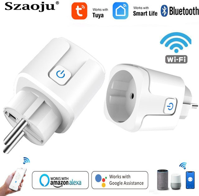 Szaoju Smart-Steckdose mit Stromüberwachung und Timer-Funktion, WLAN Smart Plug kompatibel mit Smart Life Tuya App, Sprachsteuerung, Weiß - Bild 1