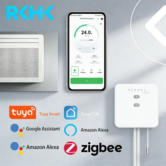 Tuya ZigBee Smart Thermostat für Pilot Draht Heizung und Heizkörper mit Ecowatt Stromüberwachung in Weiß - Bild 1
