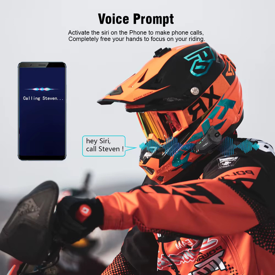Freedconn R1Plus Bluetooth Motorrad Intercom Helm Headset mit Wifi APP Unterstützung und Lautsprecher Kopfhörern in Schwarz - Bild 4