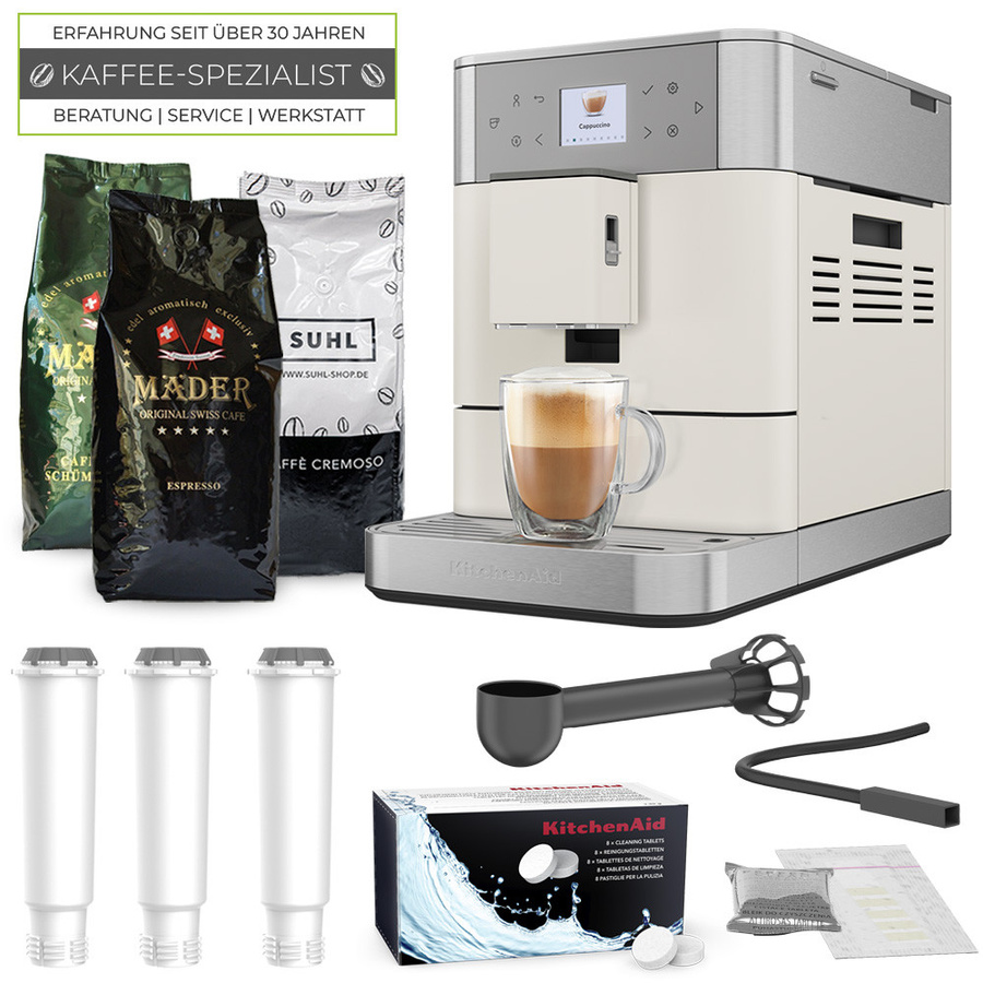 KitchenAid Kaffeevollautomat KF6 Porcelain White Set mit 3 kg Kaffee und Zubehör - Bild 1
