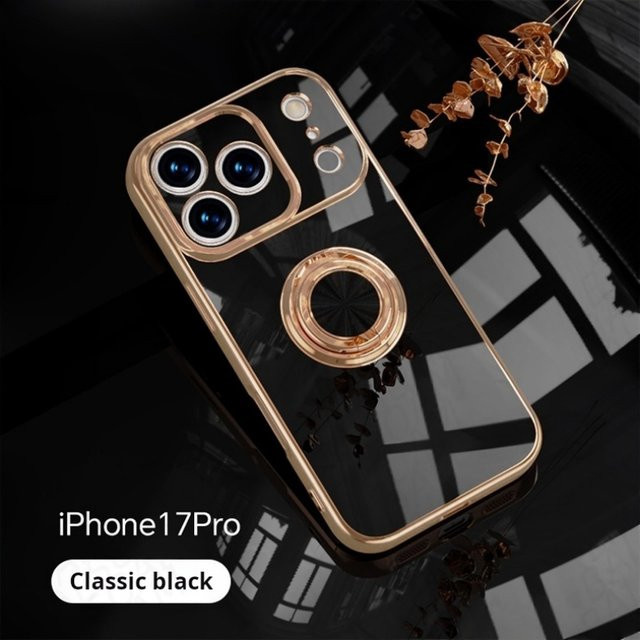 RPKKS Silikon Schutzhülle mit Metall Ring Halter für iPhone Modelle in Schwarz - Bild 1