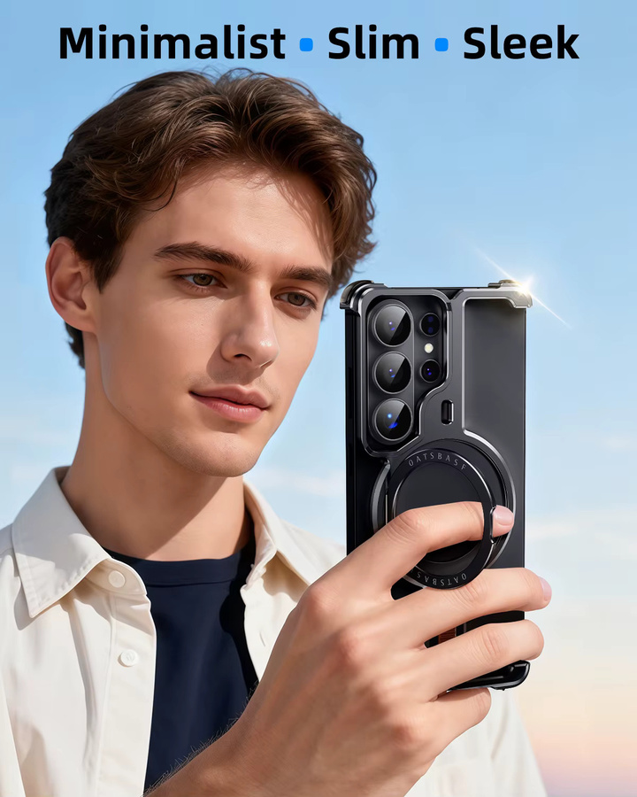 Oatsbasf Schutzhülle für Samsung Galaxy S26 Ultra mit 360 Grad Schutz und drehbarem magnetischem Ständer in Schwarz - Bild 6