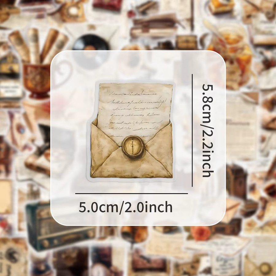 53 Stück Vintage-Korrespondenz-Aufkleber in Gold und Multicolour für Journal und Scrapbook von Golden Memory Stickers Store - Bild 4