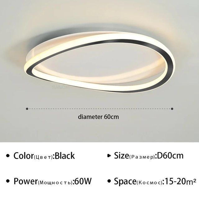 Sanoni Moderne LED Deckenleuchte in Schwarz mit Cold White Licht für Wohnzimmer, Schlafzimmer und Arbeitszimmer - Bild 1