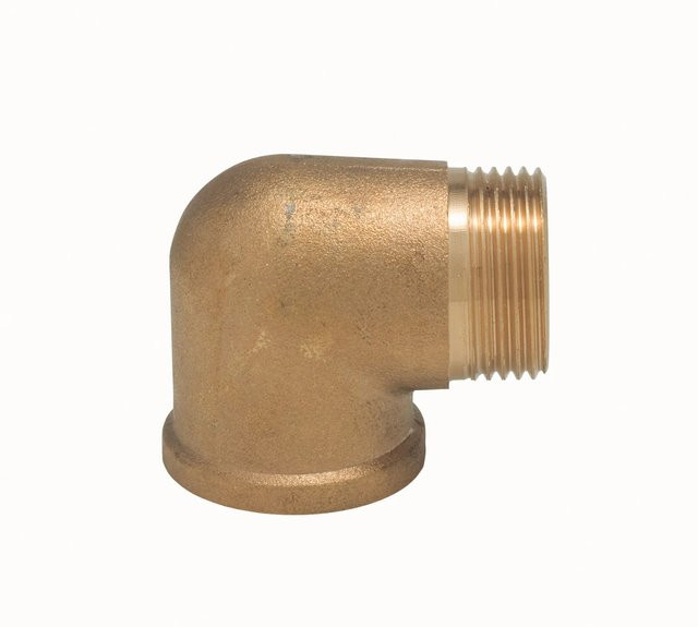 LUX-TOOLS Winkel 90 Grad Messing Gold IG/AG 38,93 mm (Rp 1 1/4) x 41,9 mm (R 1 1/4) - Bild 1