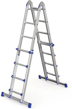 Werner Teleskop Mehrzweckleiter mit 4x4 Sprossen in Silber, Höhe: 150 cm